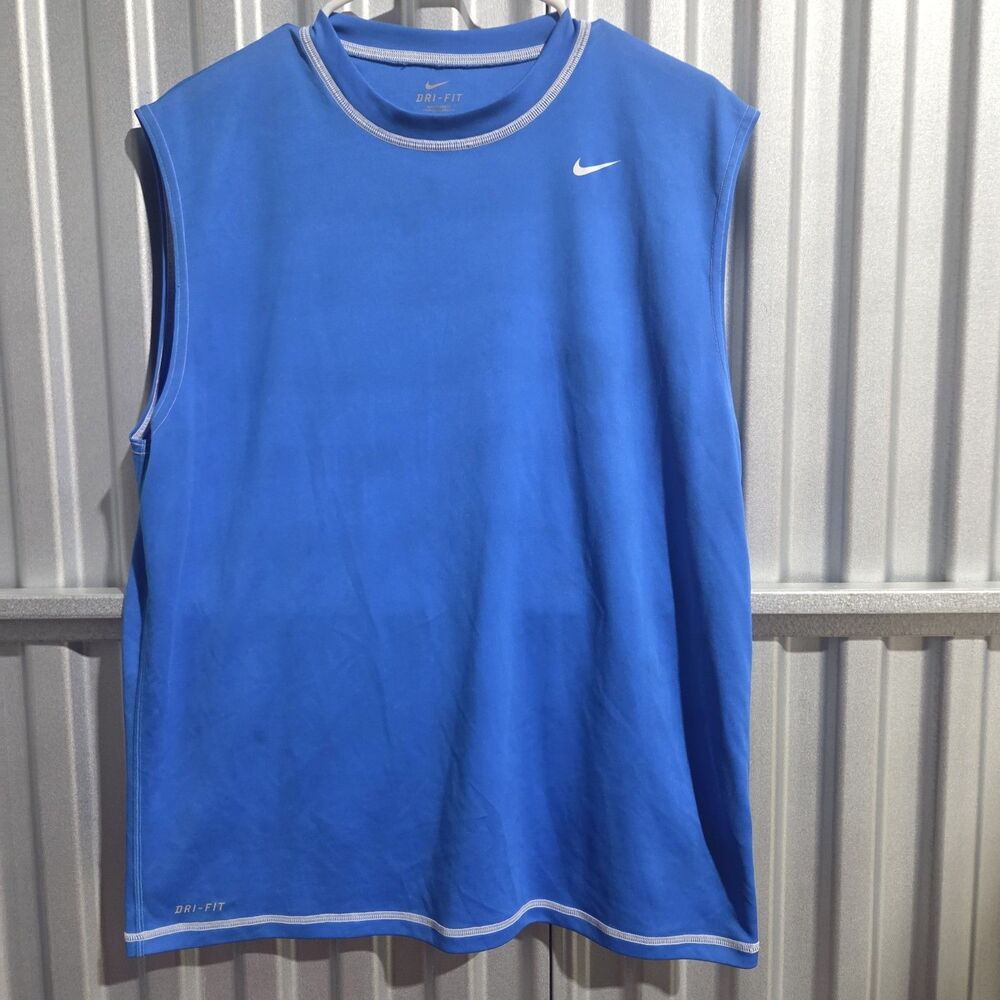 Nike Dri-FIT Tank Top Mens L Royal Blue Sleeveless Athletic Gym Training Shirt